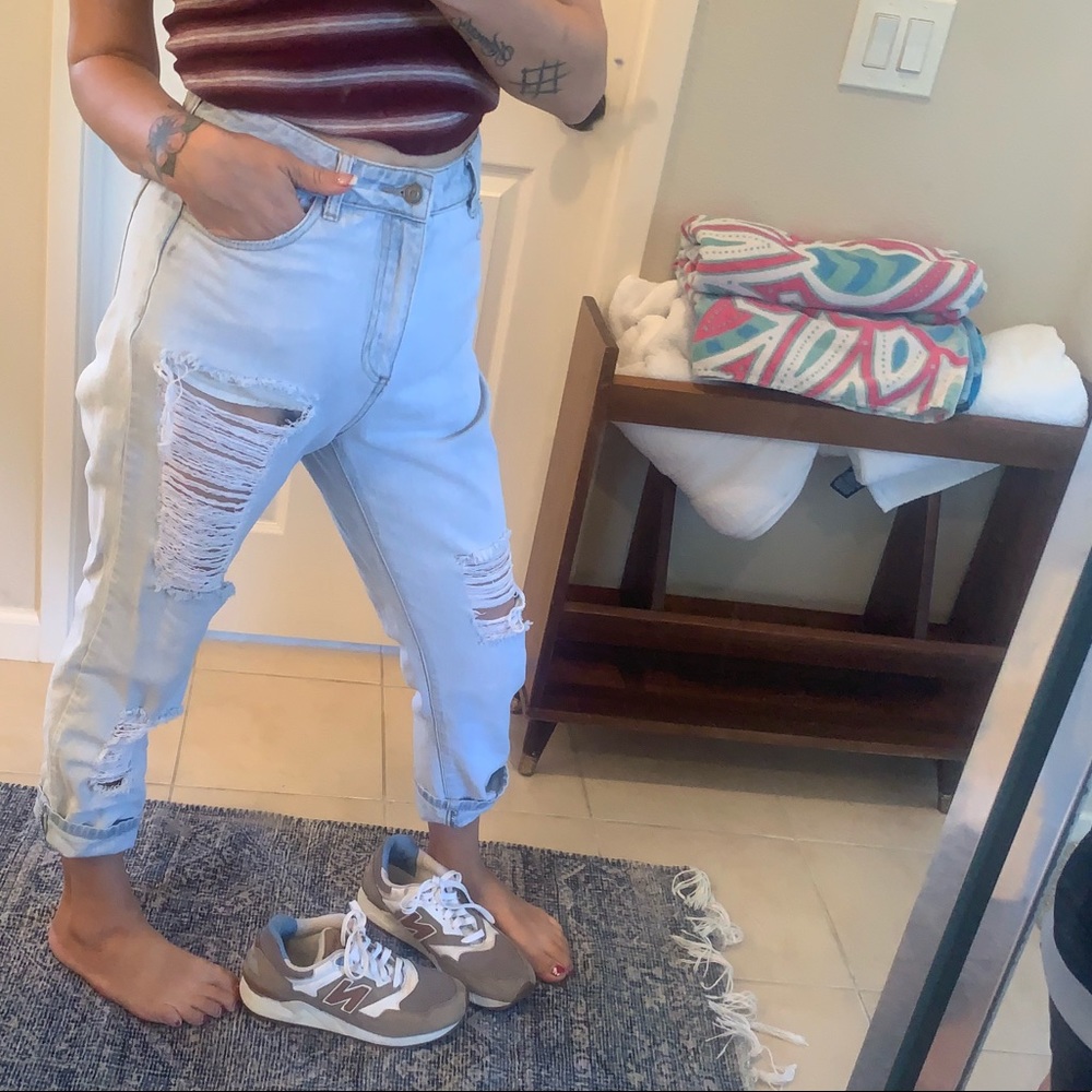 Forever 21 distressed mom ankle jeans